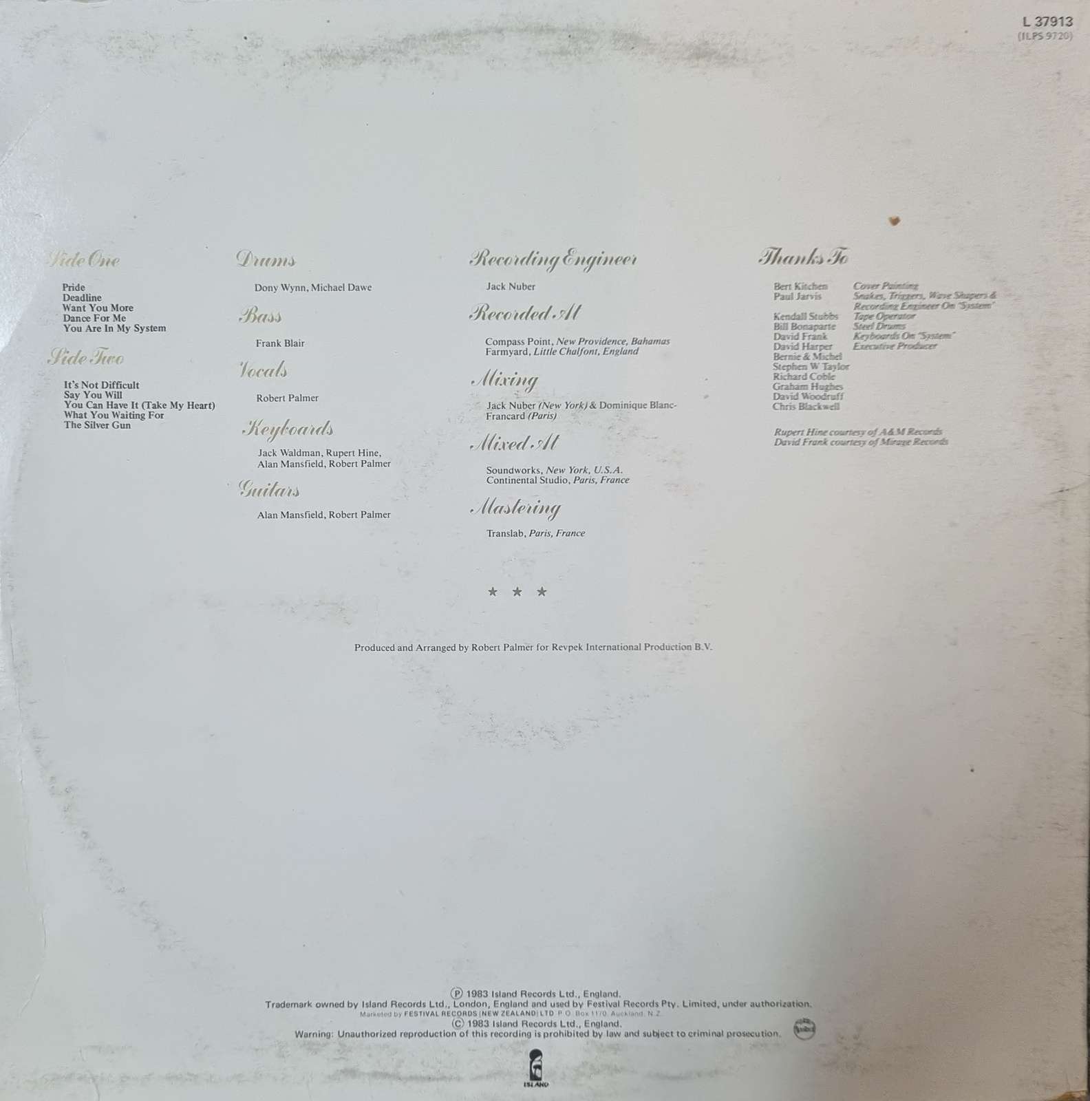 Robert Palmer - Pride LP