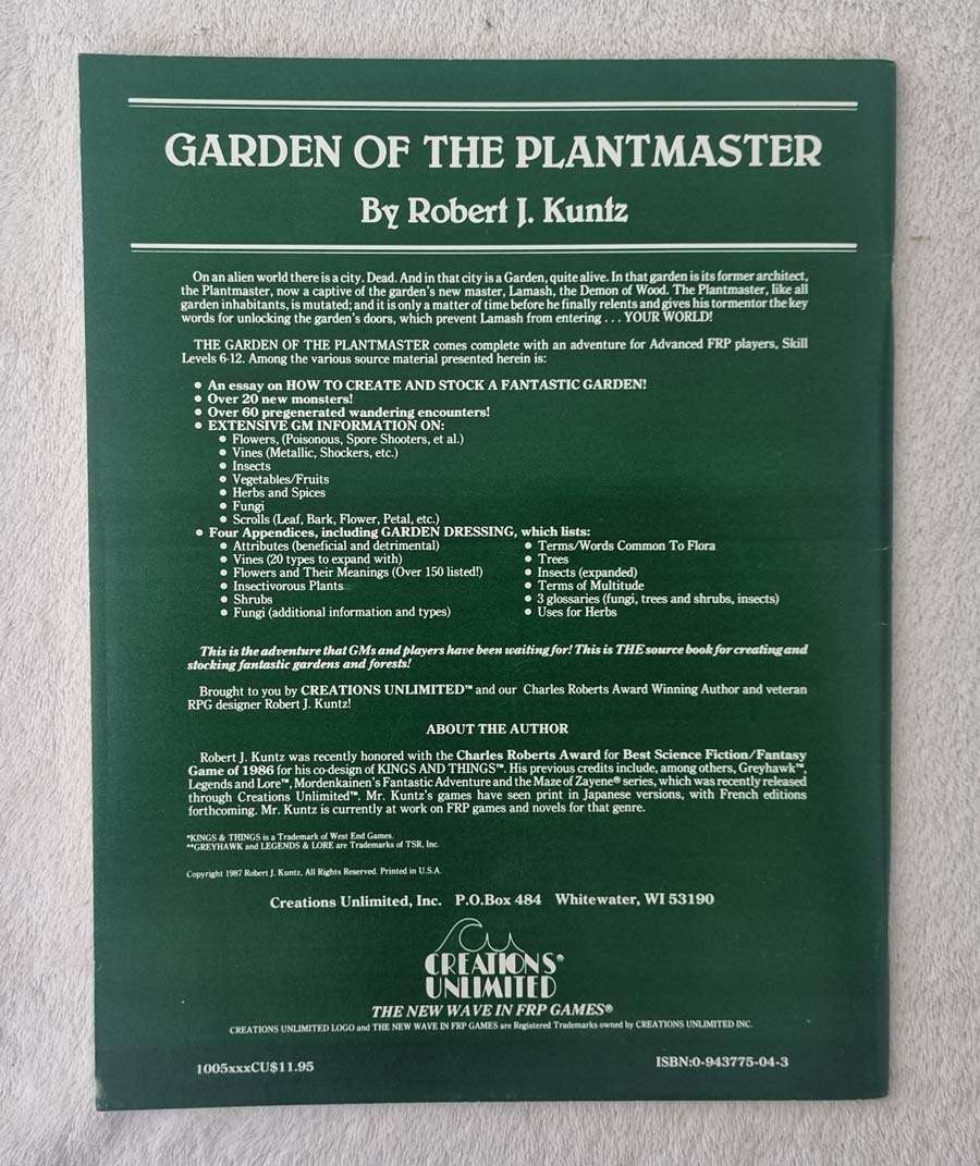 Gardens of the Plant Master - Advanced Dungeons and Dragons Module