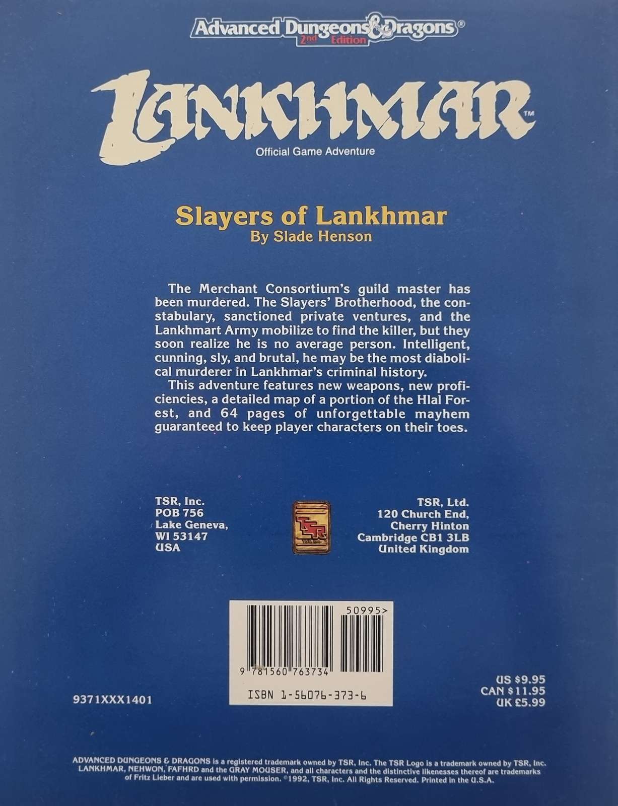 Advanced Dungeons & Dragons - Lankhmar: Slayers of Lankhmar