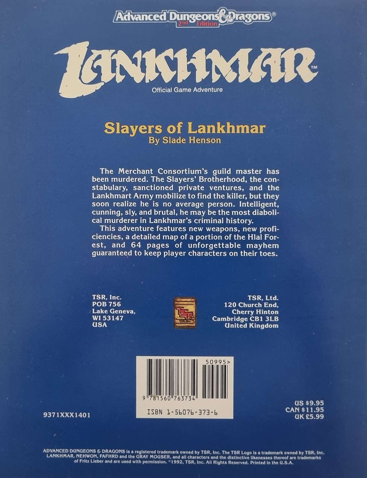 Advanced Dungeons & Dragons - Lankhmar: Slayers of Lankhmar