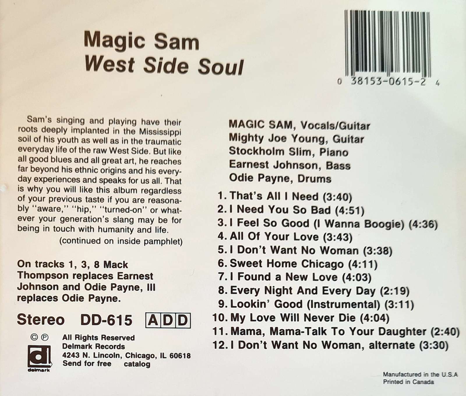 Magic Sam Blues Band - West Side Soul CD
