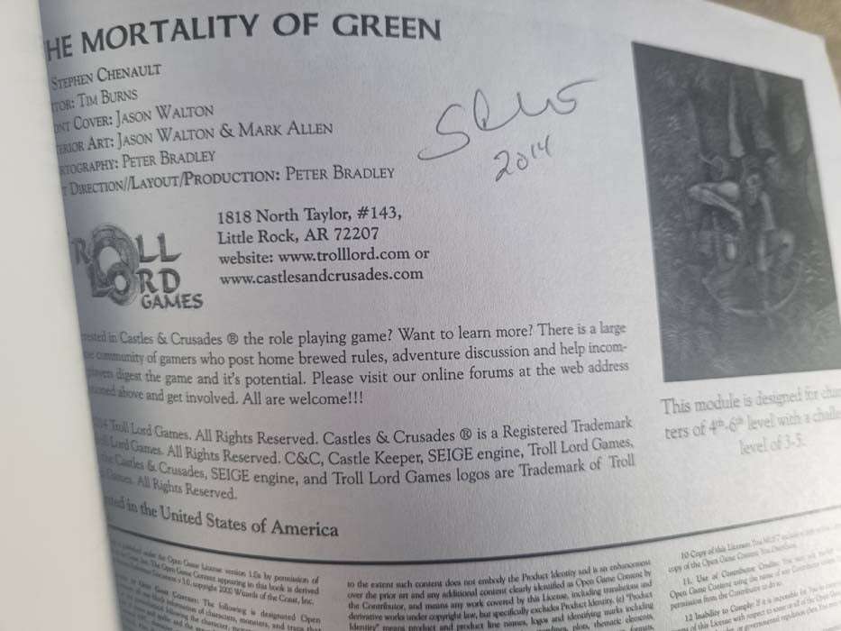 Castles and Crusades - The Mortality of Green signed
