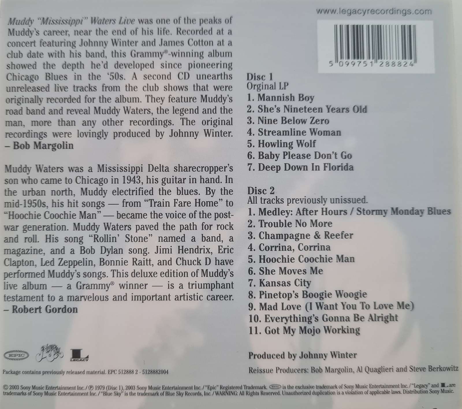Muddy Waters - Live - Legacy Edition CD