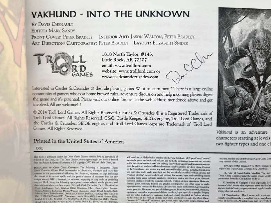 Castles and Crusades - Yakhund: Into the Unknown signed
