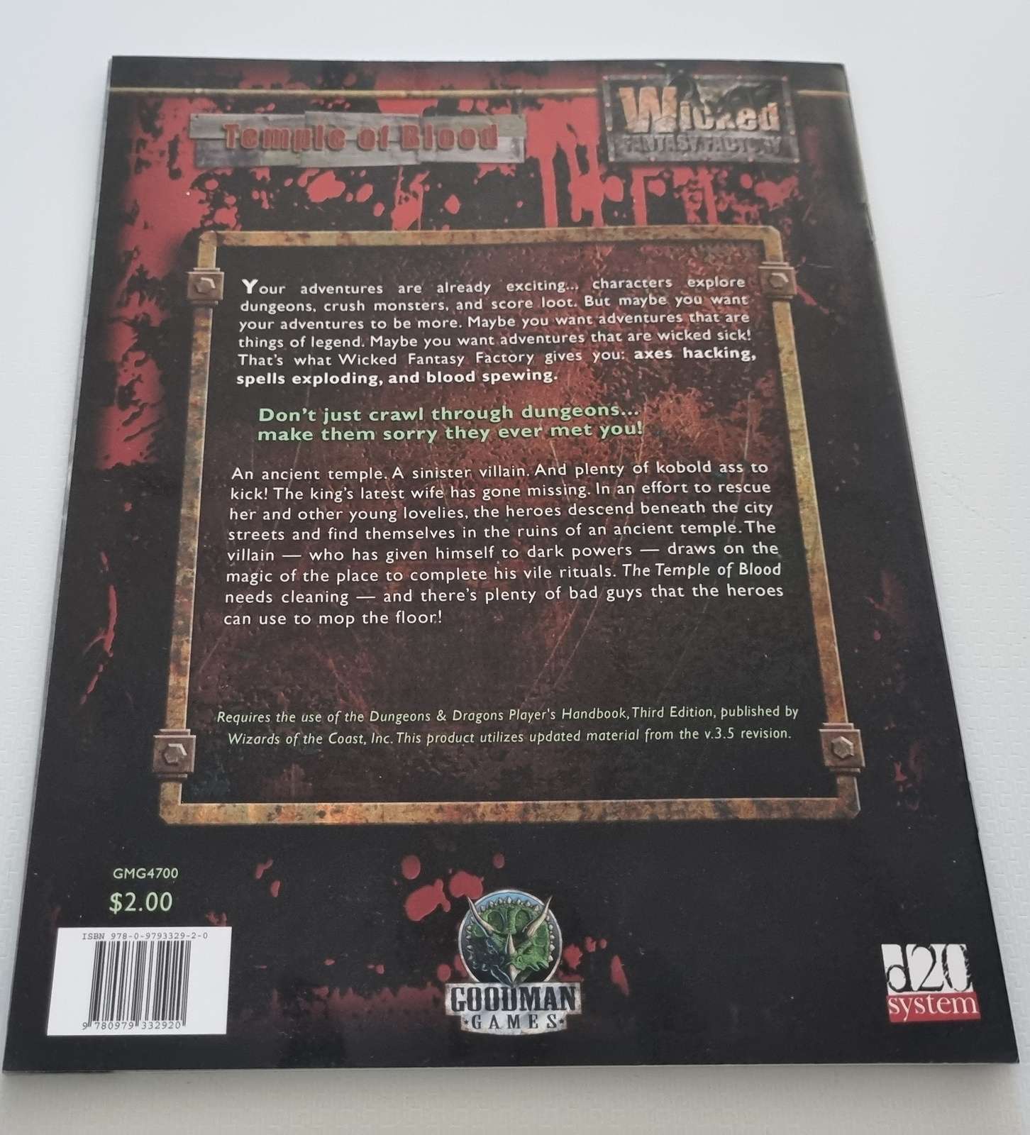 Temple of Blood - Wicked Fantasy Factory D20 System