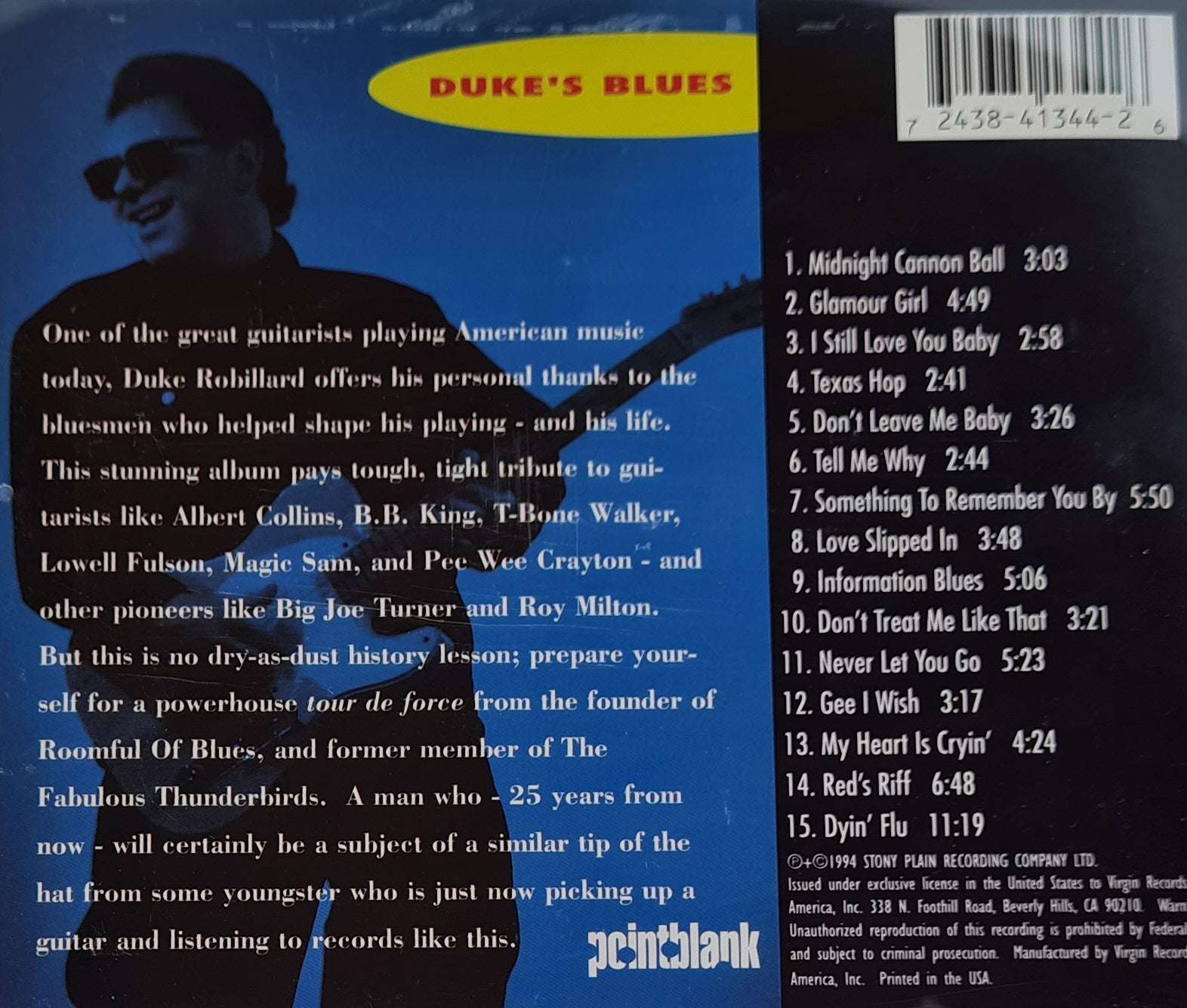 The Duke Robillard Band - Duke's Blues CD