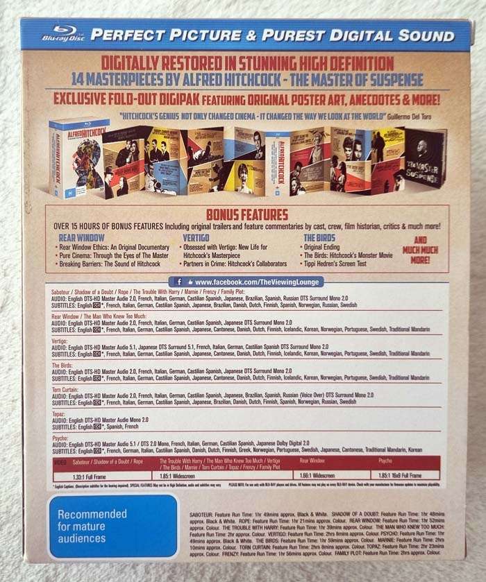Alfred Hitchcock - The Masterpiece Collection - 14 Movies Blu Ray