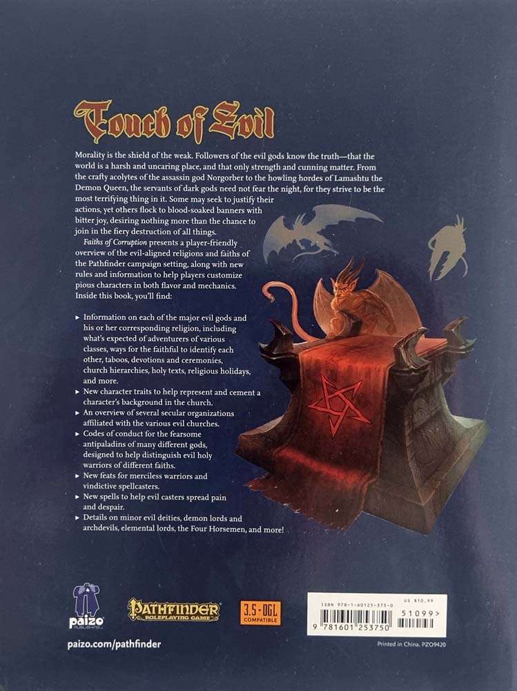 Pathfinder Player Companion - Faiths of Corruption