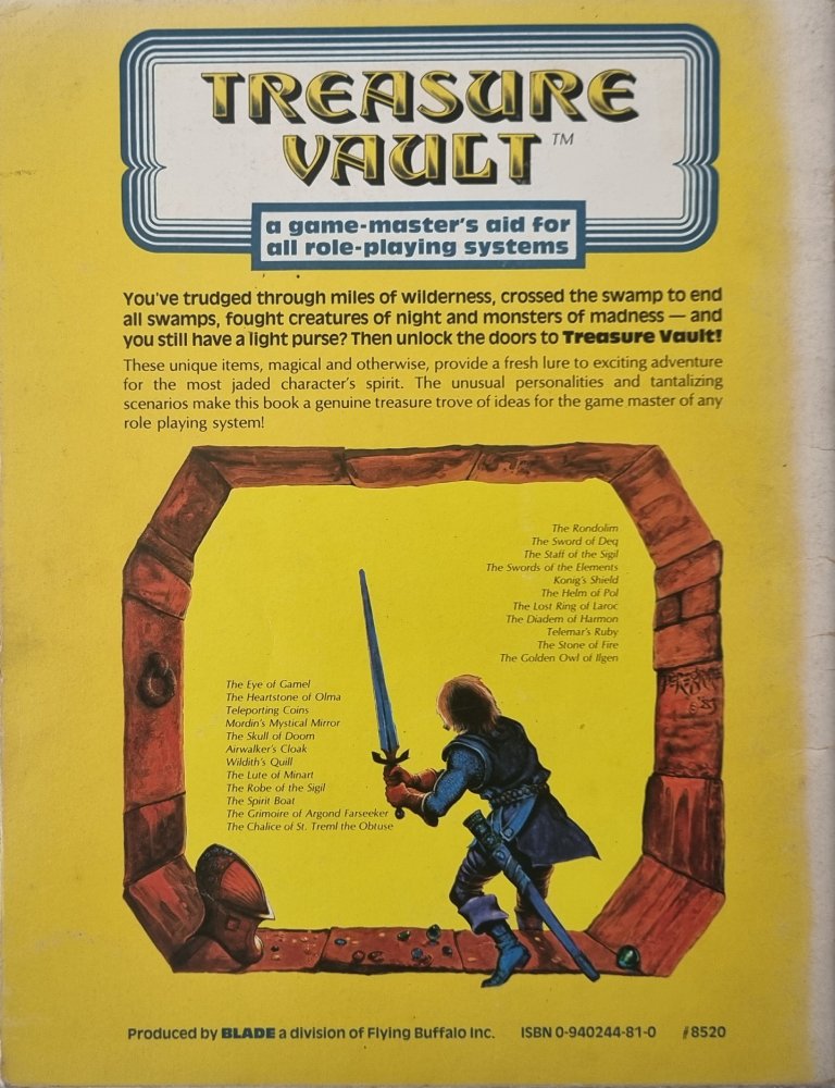 Treasure Vault RPG GM Aid, Steven D. Howard (1984)