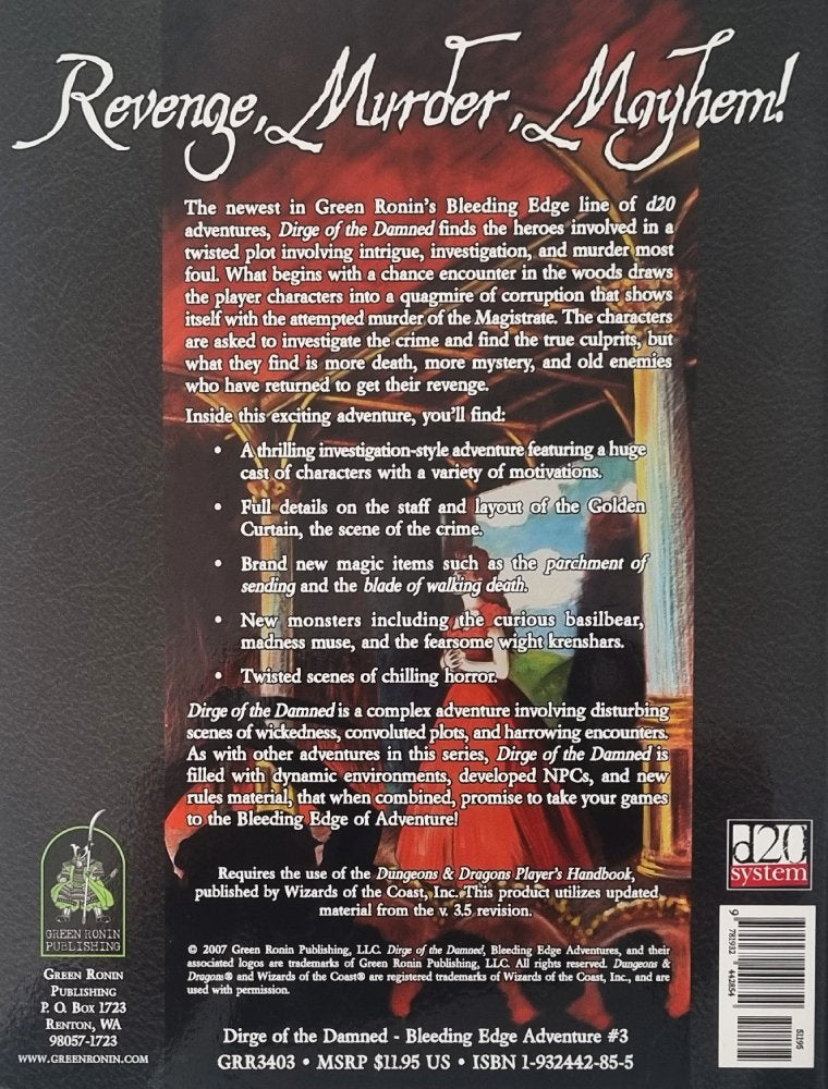 Dirge of the Damned: Bleeding Edge Adventure (D20) Module