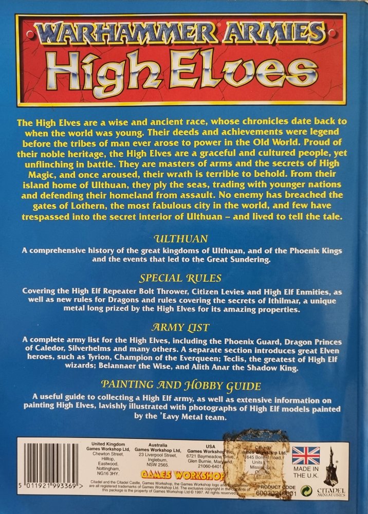 Warhammer Armies: High Elves 5th Edition