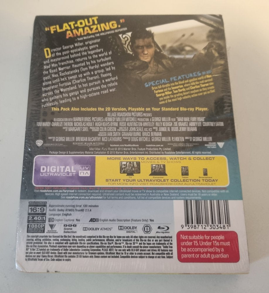 Mad Max Fury Road 3D + 2D Steelbook (Blu Ray) Brand New - 2015