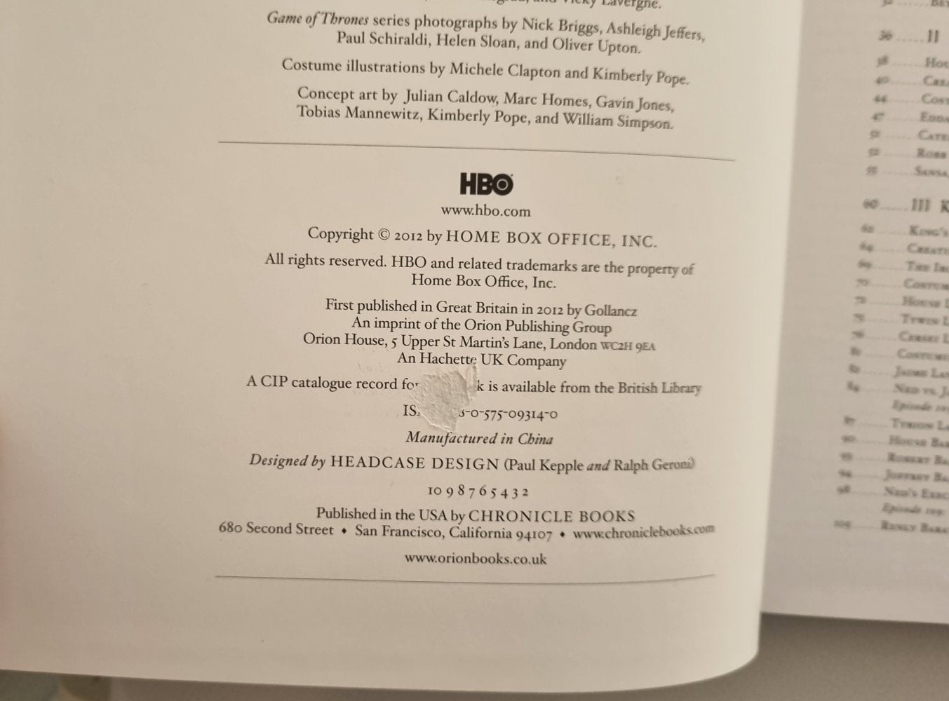 Inside HBO's Game of Thrones - Hardcover Book