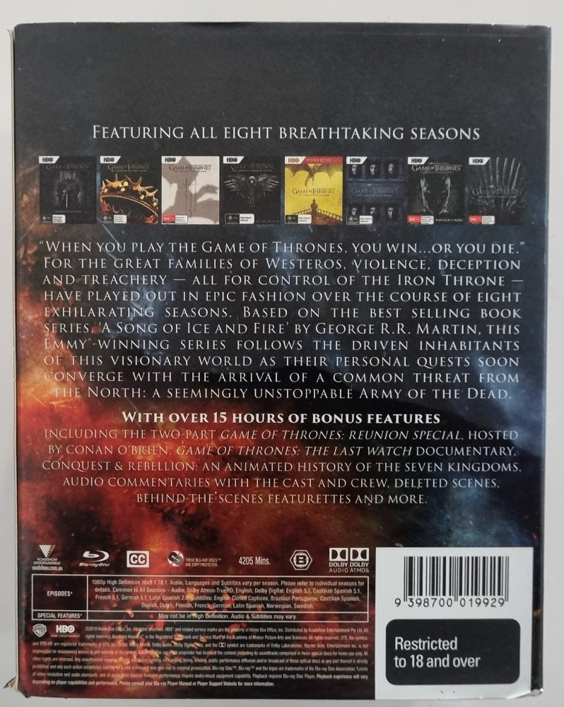 Game of Thrones: The Complete Series 1-8 (Blu Ray)