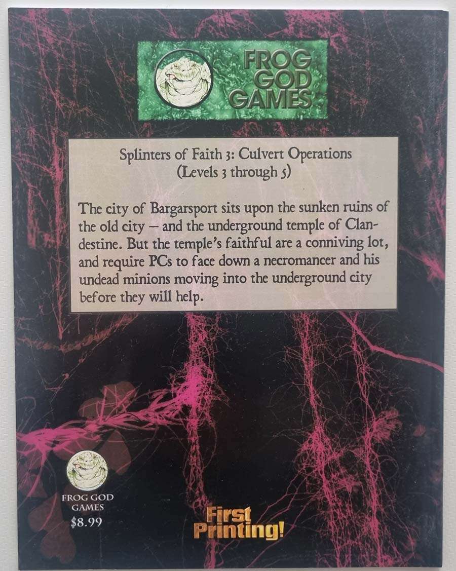 Culvert Operations: Splinters of Faith Pathfinder Module SF 3