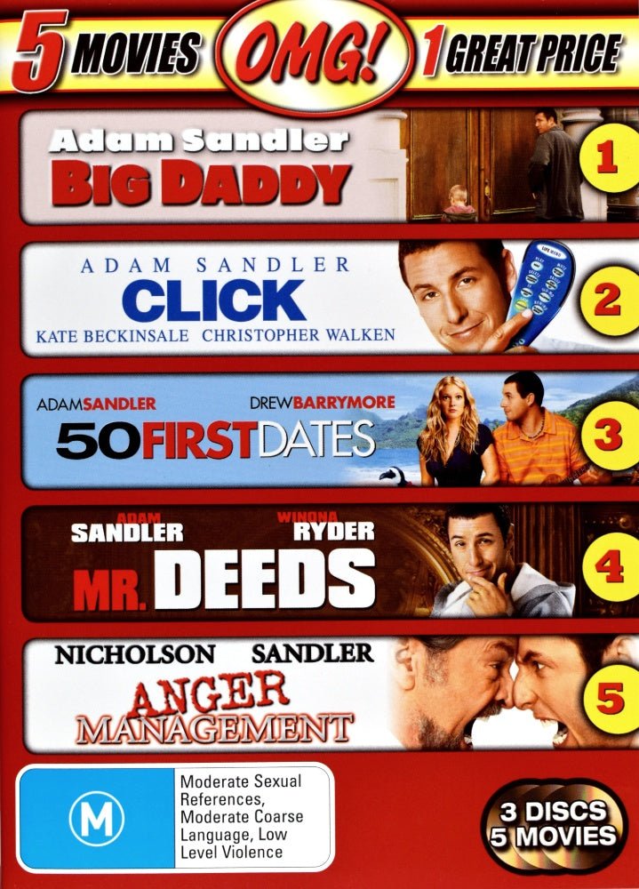 Big Daddy / Click / 50 First Dates / Mr. Deeds / Anger Management - 1999 (DVD) - Vinyl Kitchen