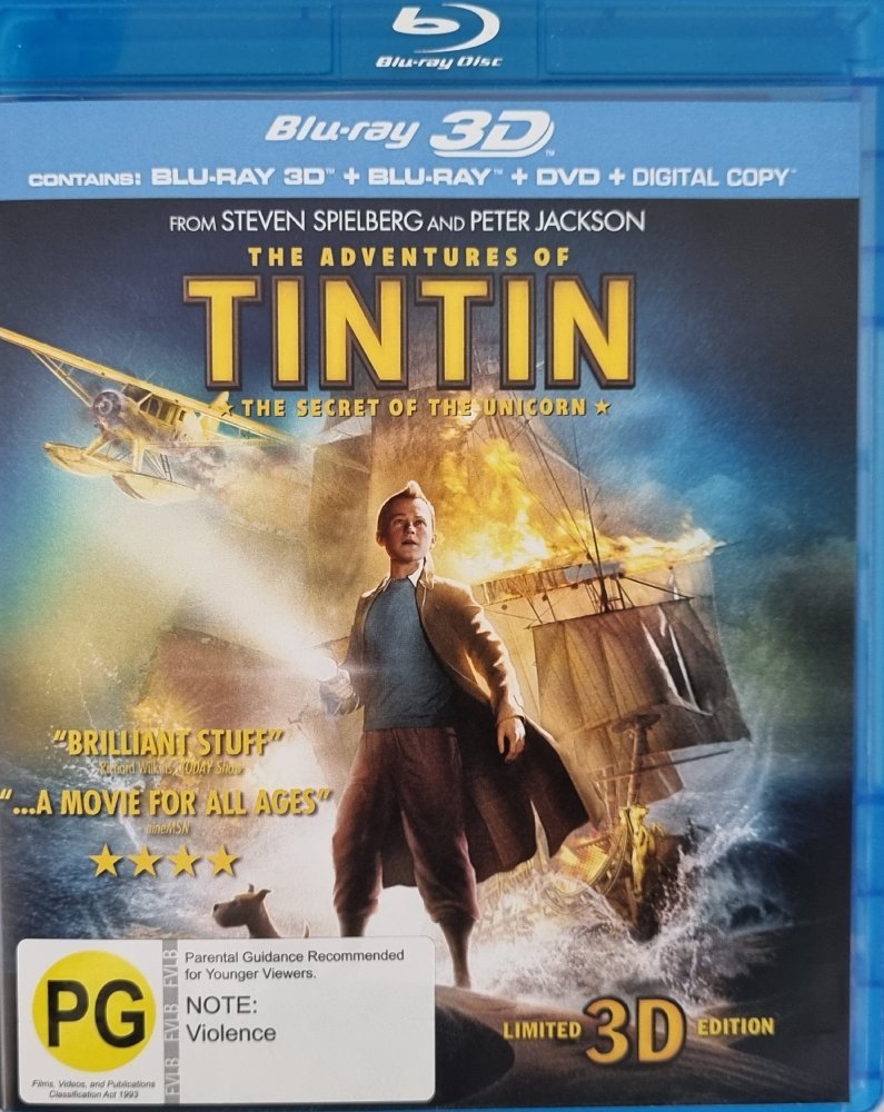 The Adventures of Tintin - The Secret Unicorn 3D & 2D - 2011 (Blu Ray) - Vinyl Kitchen