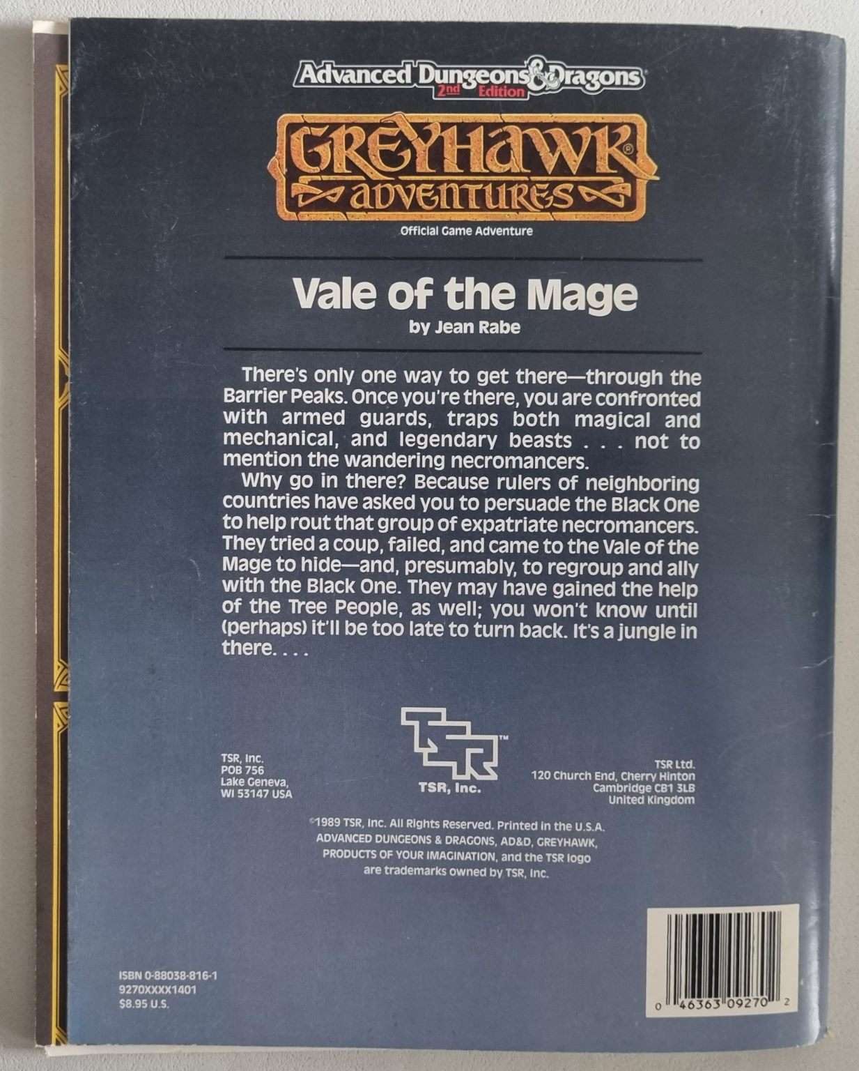 AD&D - Greyhawk Adventures Module - Vale of the Mage (WG12 9270) Default Title