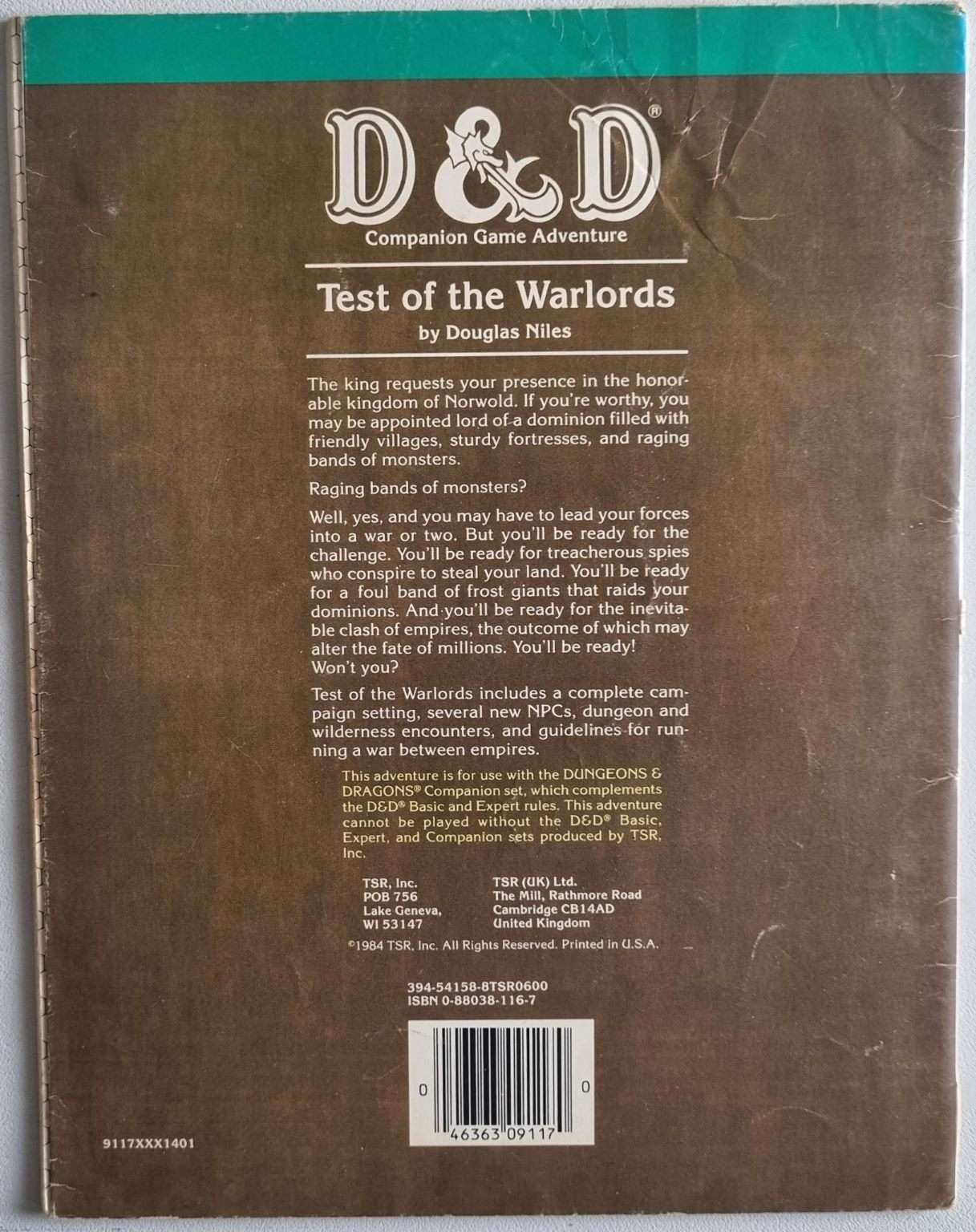 D&D Companion Game Adventure - Test of the Warlords (CM1 9117) Default Title