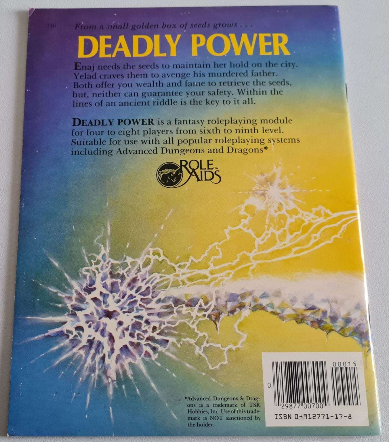 Deadly Power (Role Aids 716) Advanced Dungeons & Dragons Module Default Title