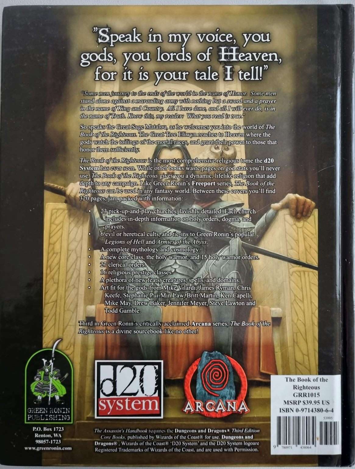 The Book of the Righteous: D&D 3rd Edition 3e