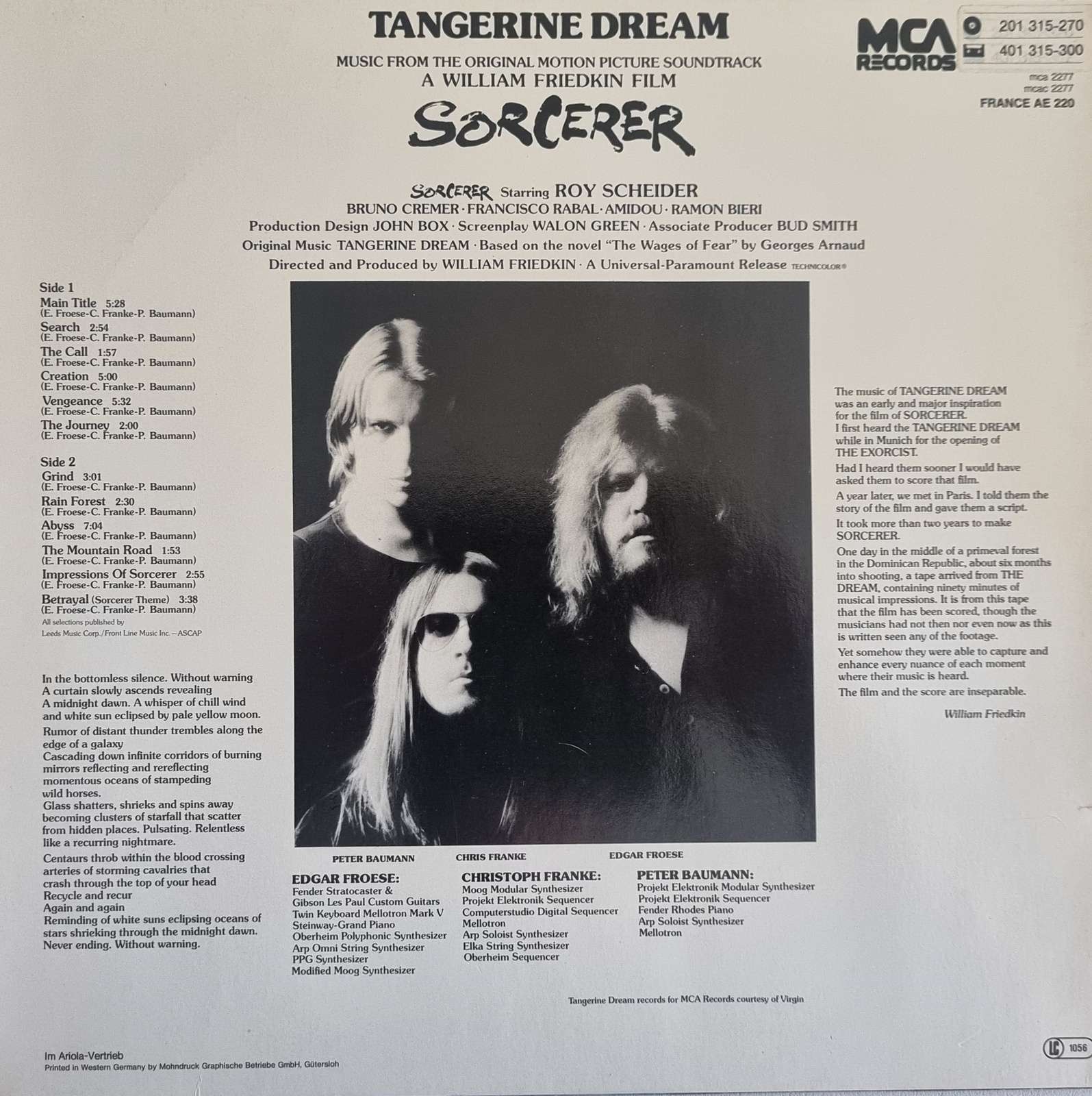 Tangerine Dream - Sorcerer LP