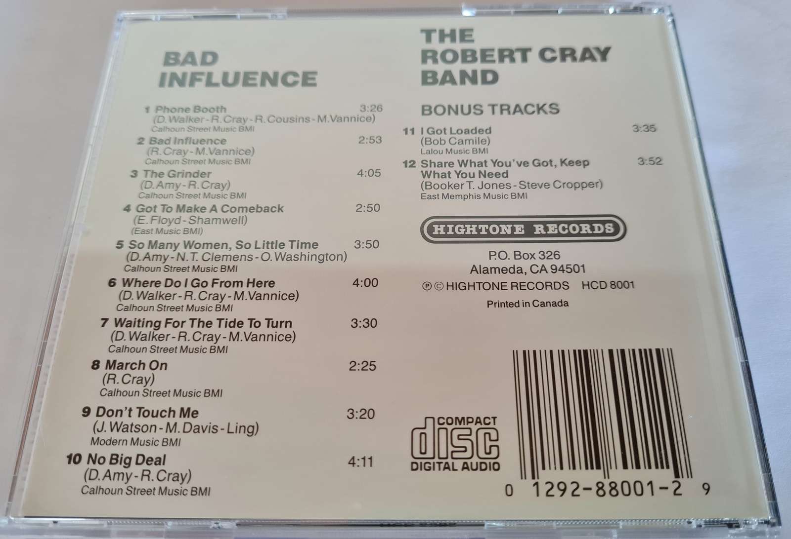 The Robert Cray Band - Bad Influence CD