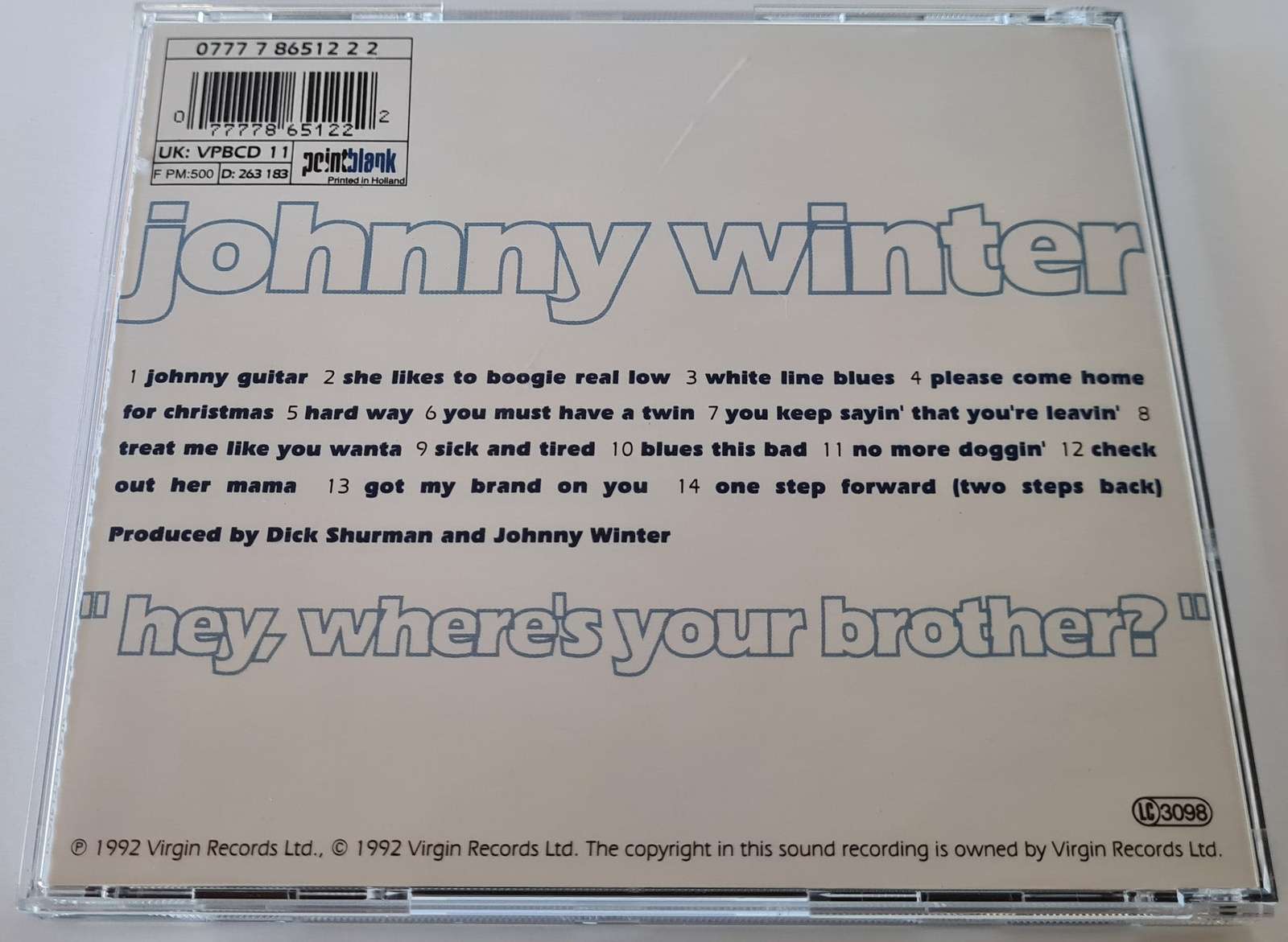 Johnny Winter - Hey, Where's Your Brother? CD