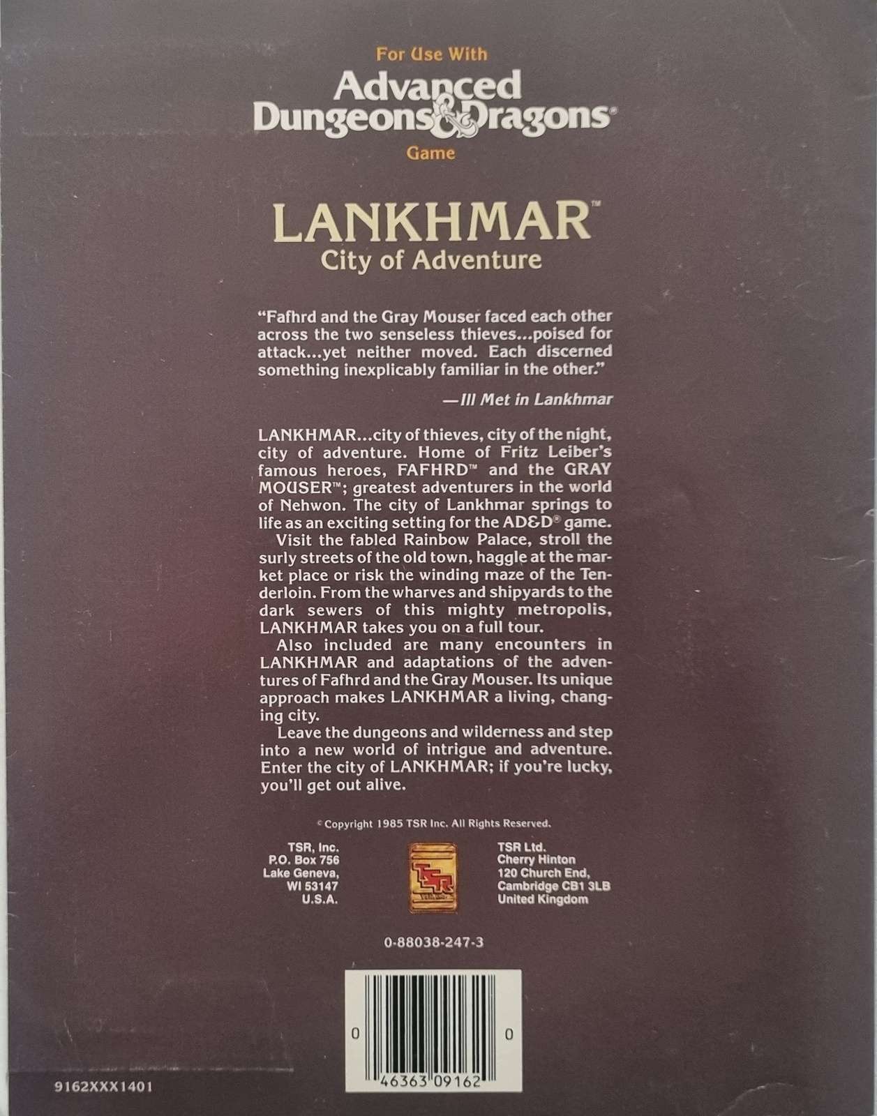 Advanced Dungeons & Dragons Module - Lankhmar City of Adventure