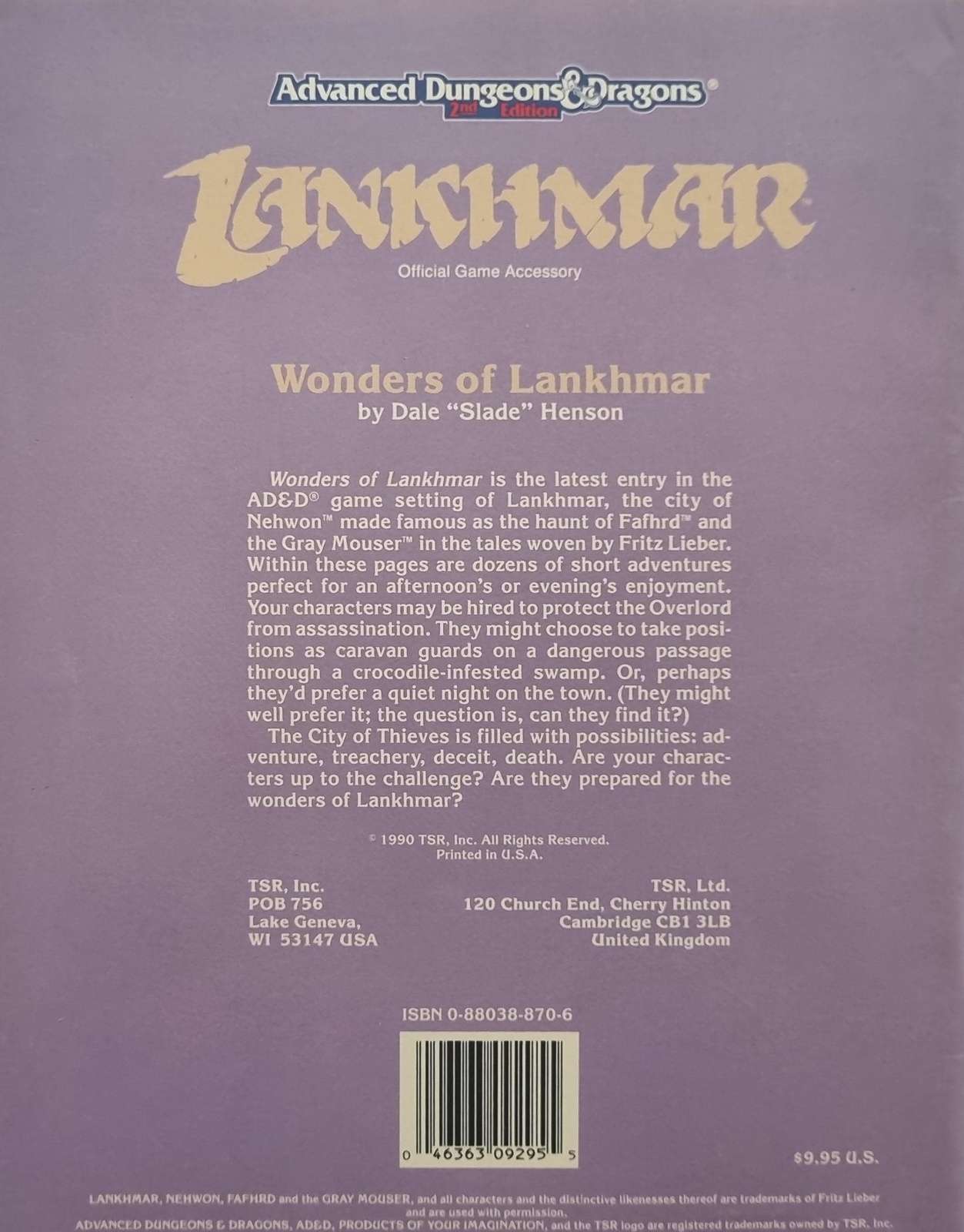 Advanced Dungeons & Dragons - Lankhmar: Wonders of Lankhmar