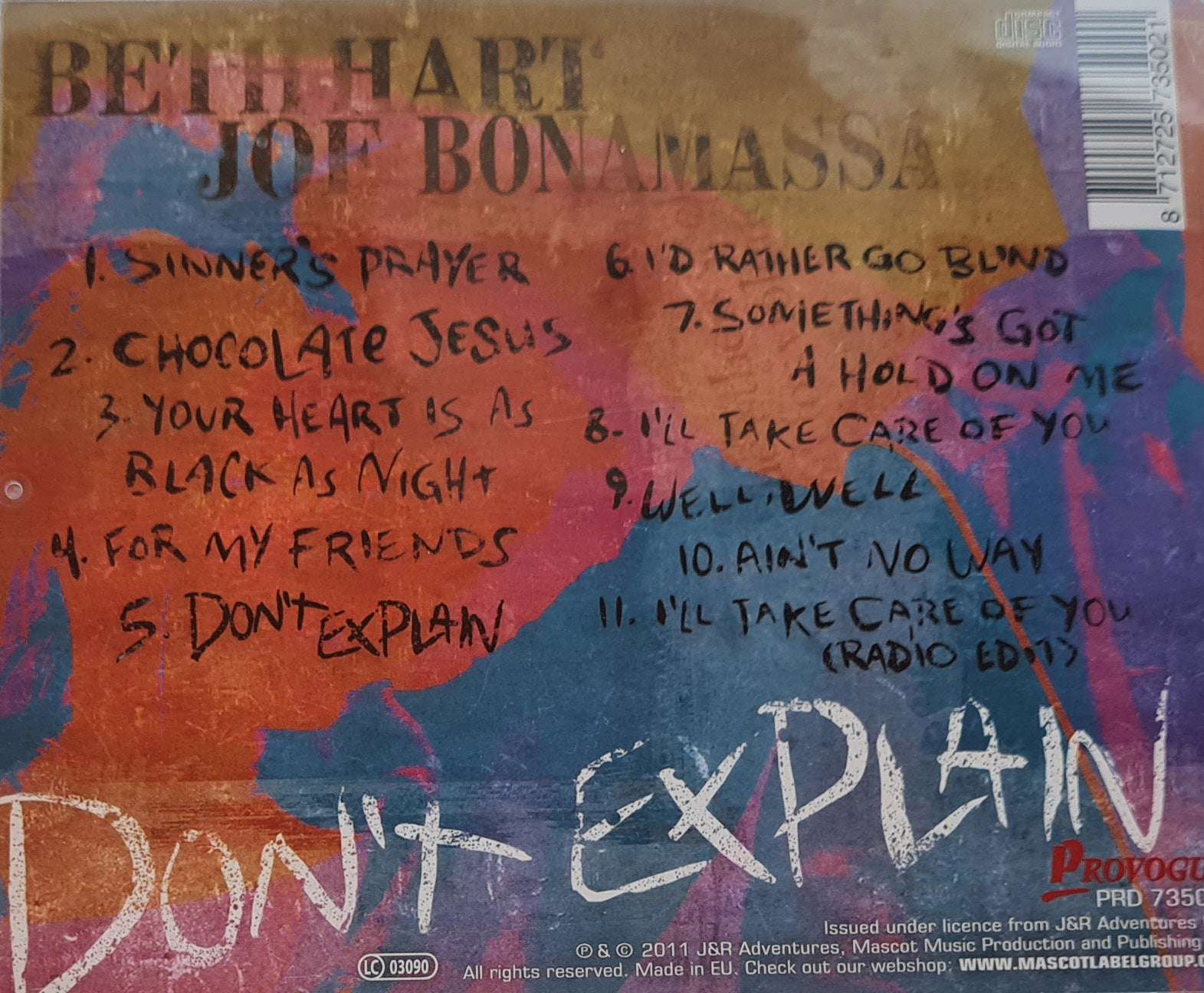 Beth Hart - Joe Bonamassa - Don't Explain CD