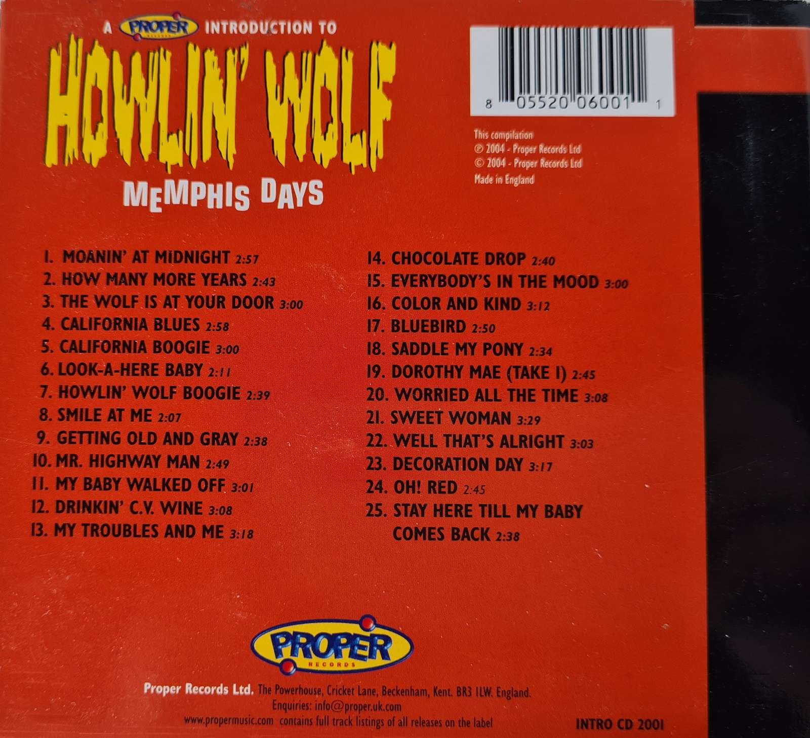 Howlin' Wolf - Memphis Days CD