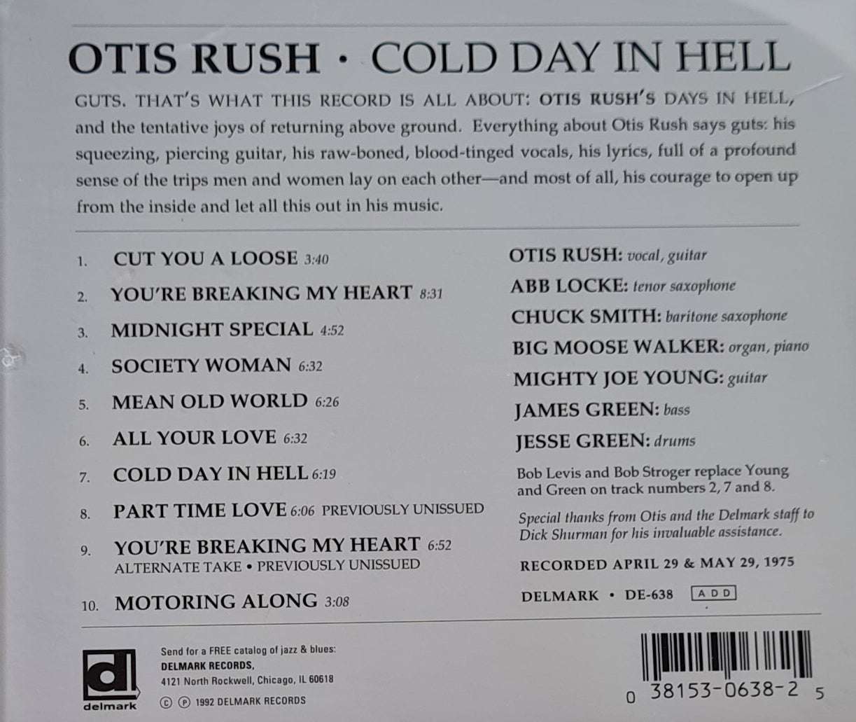 Otis Rush - Cold Day in Hell CD