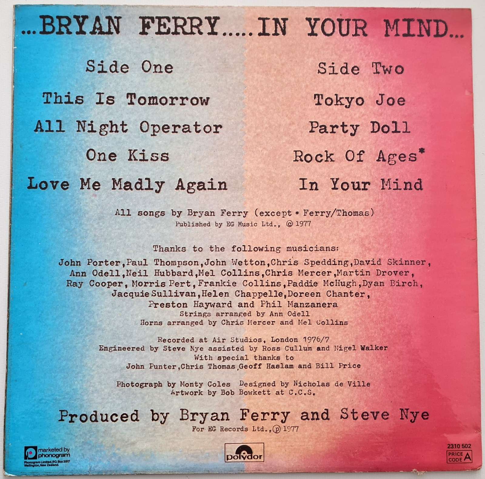 Bryan Ferry - In Your Mind LP