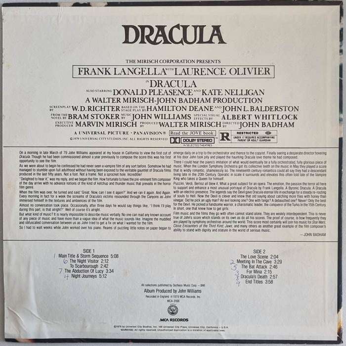 Dracula - Original Motion Picture Soundtrack - John Williams LP