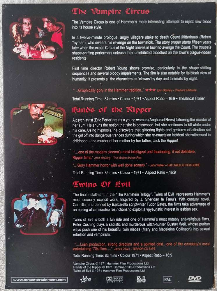 Hammer Horror - Vampire Circus / Hands of the Ripper / Twins of Evil DVD