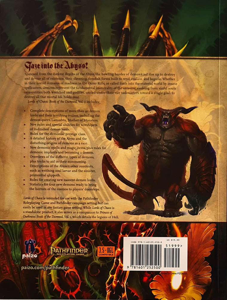 Pathfinder Campaign Setting - Lords of Chaos - Book of the Damned Vol 2.