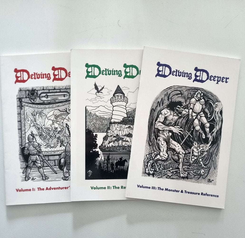 Delving Book Delving Deeper - Referee's Guide, Adventurer's Handbook, Monster & Tre