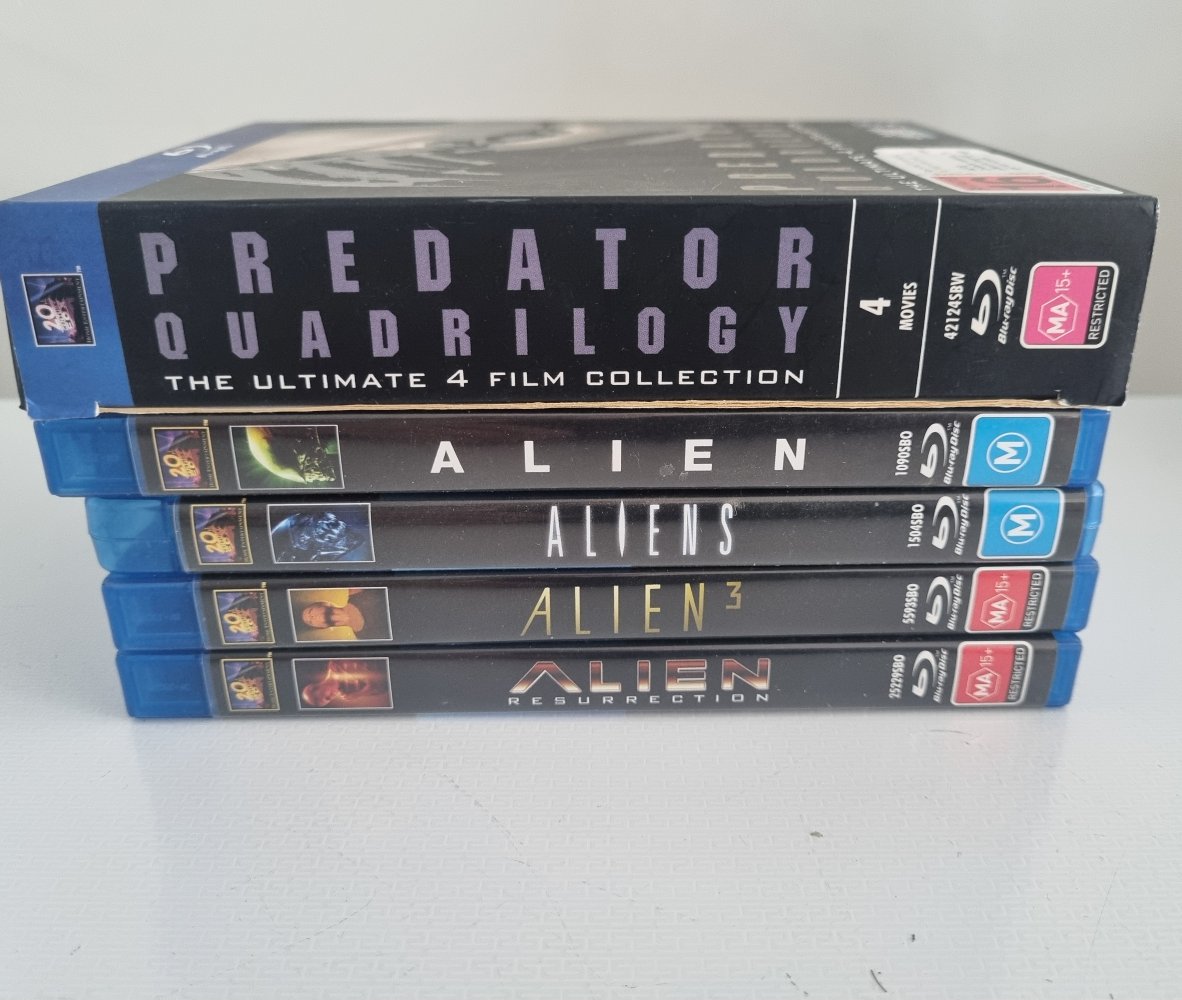 AVP 1 & 2, Predator 1 & 2, Alien, Aliens, Alien 3, Alien Resurrection (Blu Ray)