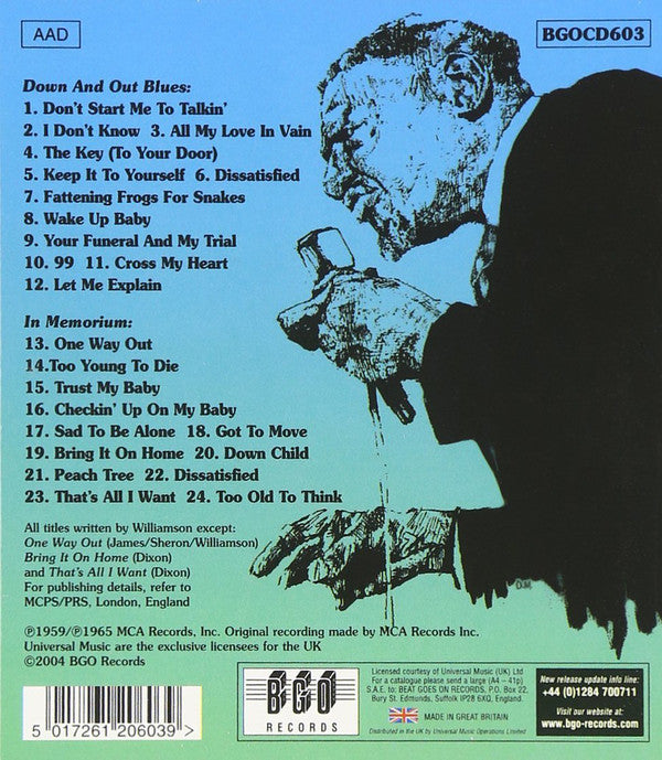 Sonny Boy Williamson (2) : Down And Out Blues / In Memorium (CD, Comp)