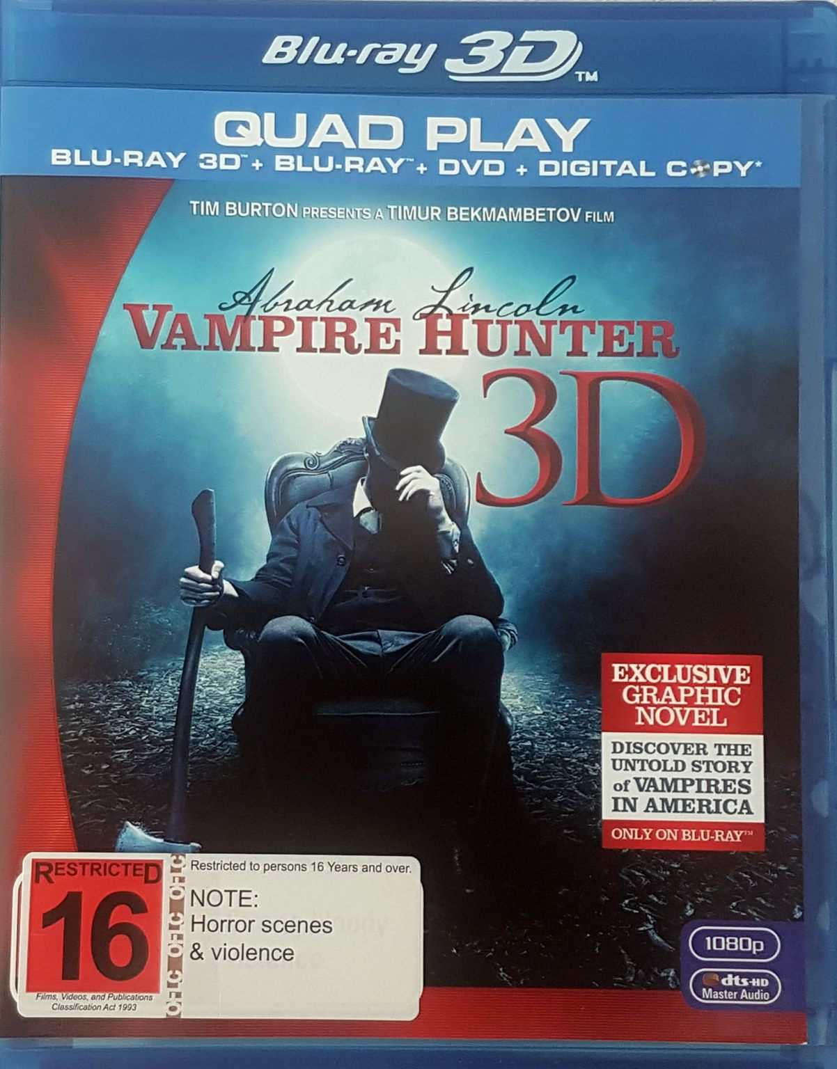Abraham Lincoln: Vampire Hunter 3D + 2D (Blu Ray) + DVD Default Title