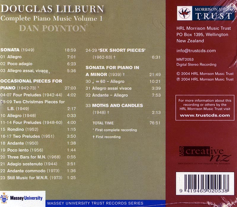 Dan Poynton - Douglas Lilburn Complete Piano Music Volume 1 (CD)