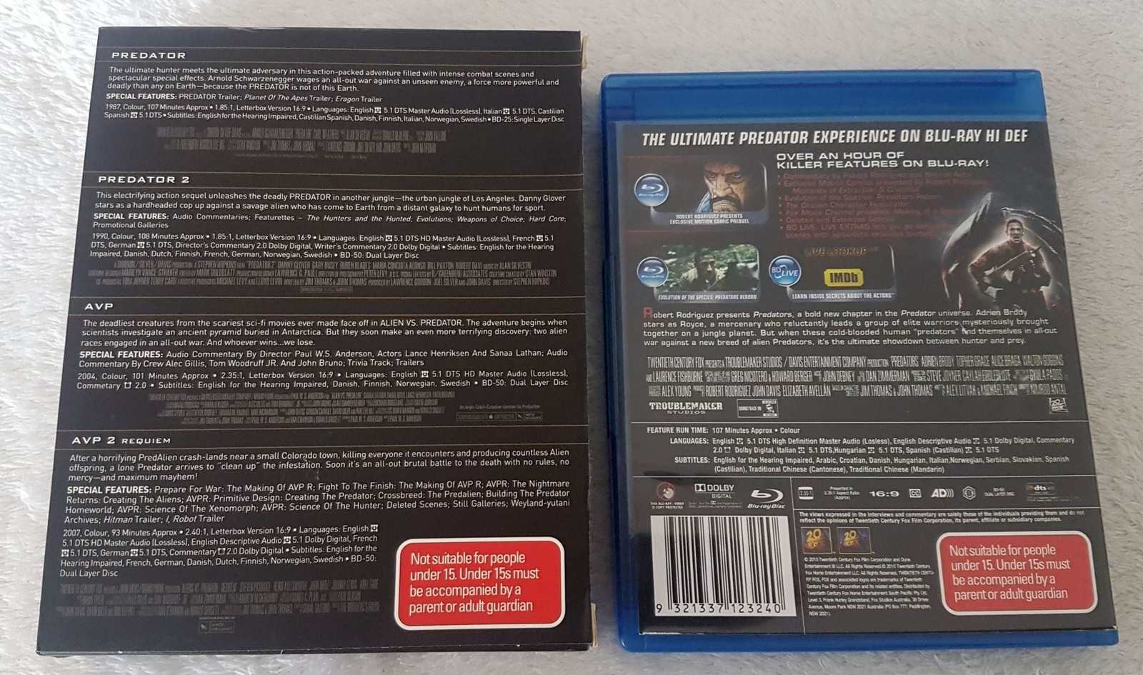 AVP 1 & 2 / Predator 1 & 2 & Predators (Blu Ray)