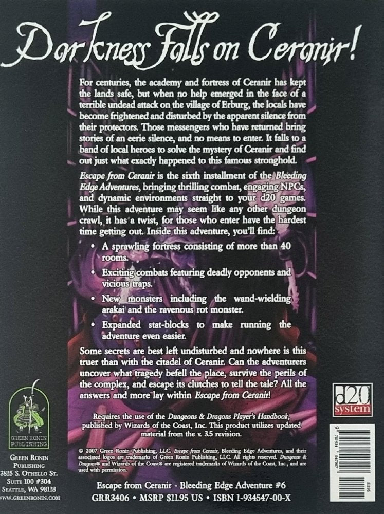 Escape from Ceranir: Bleeding Edge Adventure (D20) Module - Vinyl Kitchen