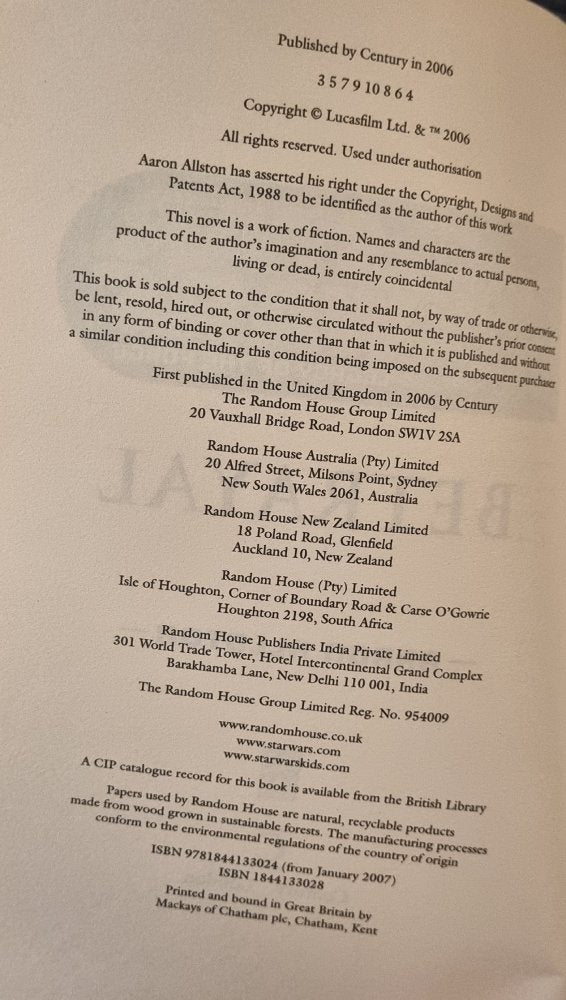 Star Wars Legacy of the Force: Betrayal - Hardcover - Vinyl Kitchen