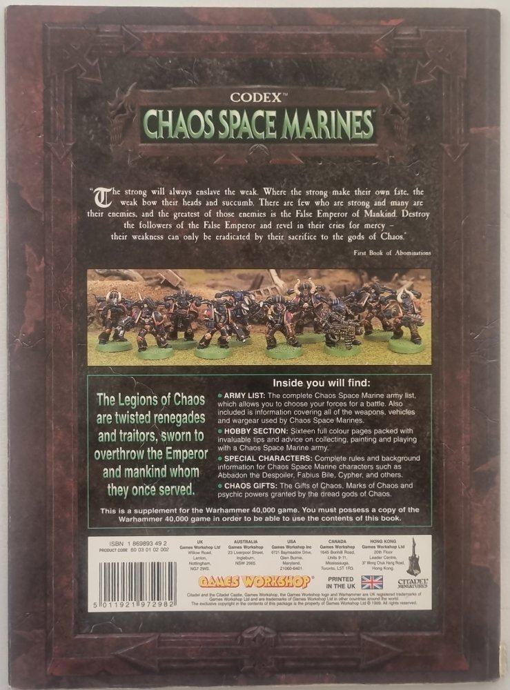 Warhammer 40,000: Chaos Space Marines Codex - 3rd Edition - Vinyl Kitchen
