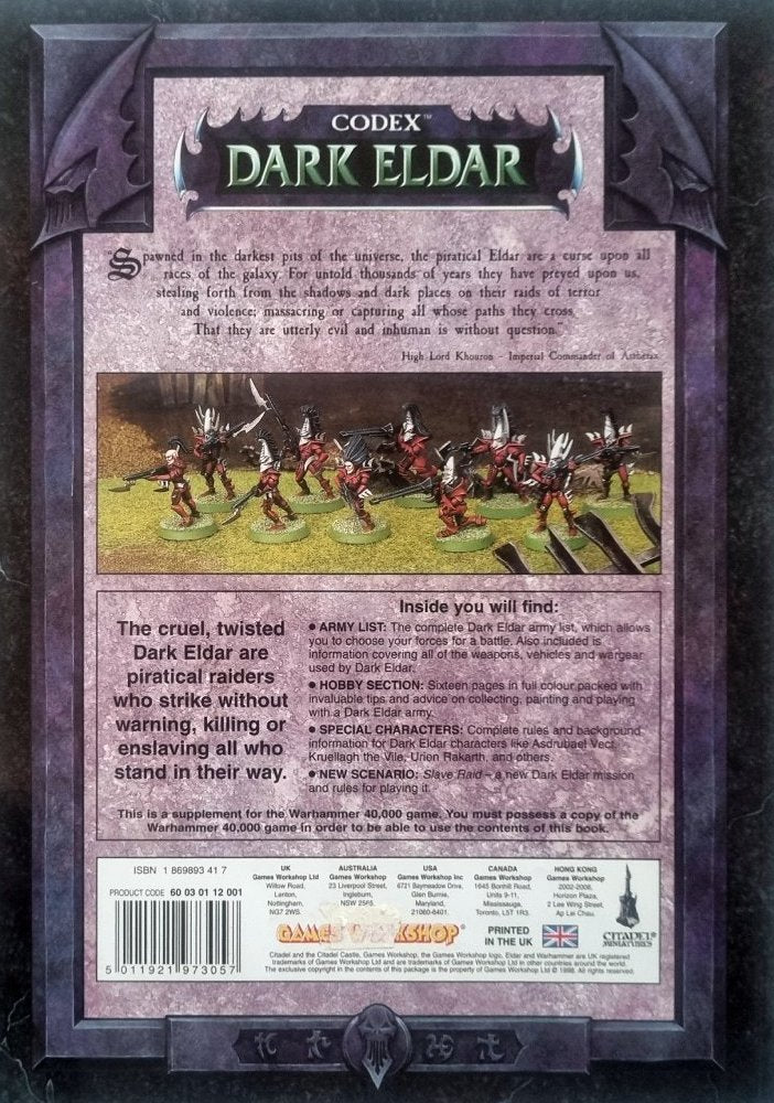 Warhammer 40,000: Dark Eldar Codex - 3rd Edition - Vinyl Kitchen