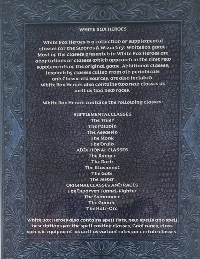 White Box Heroes - Supplemental Classes for Swords & Wizardry Whitebox - Vinyl Kitchen