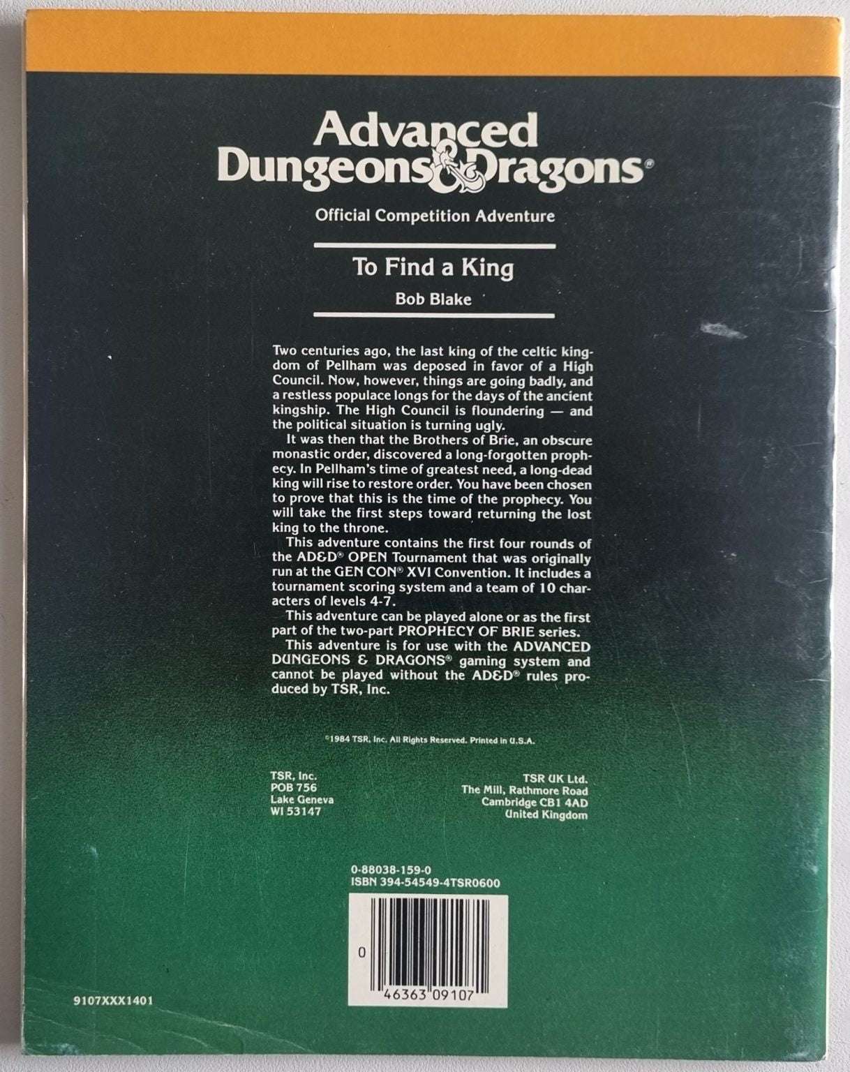AD&D - Official Competition Adventure - To Find a King (C4 9107) Default Title