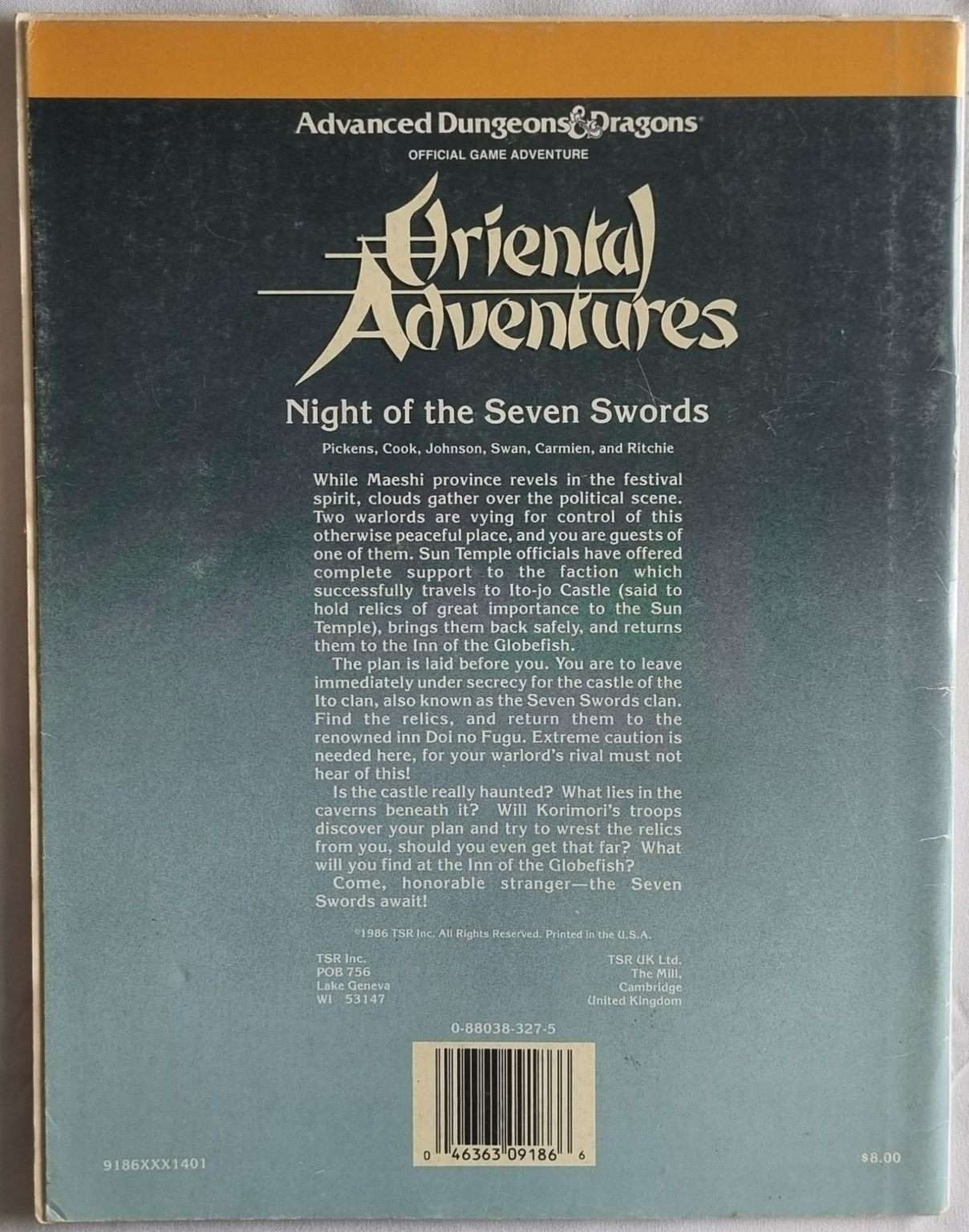 AD&D - Oriental Adventures - Night of the Seven Swords (OA2 9186) Default Title